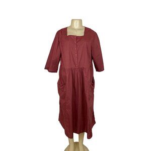 10 Colors Vintage Rose Button-Down Dress W Square Neckline & Pockets Sz XL- New